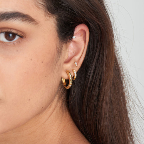Gold Scattered Stars Hoop Earrings